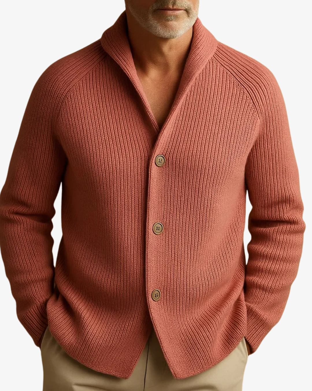 Mauro Ribbed Knit Cardigan – Notch Lapel Tailored Fit Structured Knitwear