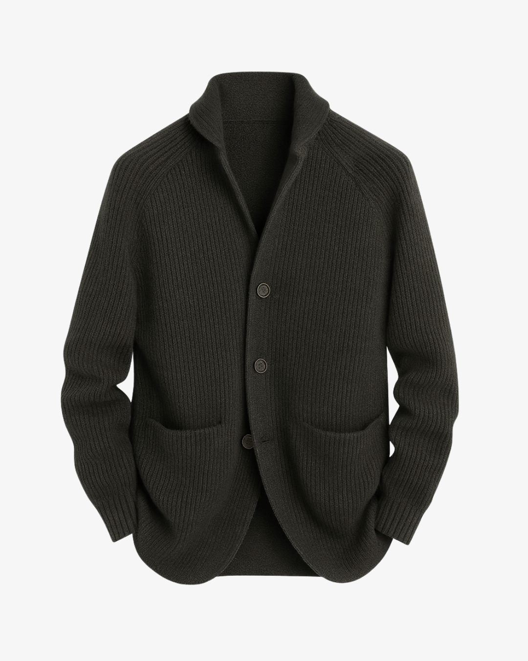 Mauro Ribbed Knit Cardigan – Notch Lapel Tailored Fit Structured Knitwear