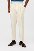 Claudio Wool Blend Pleated Trousers – High-Waisted Side-Adjuster Tapered-Leg Slacks