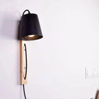 Rustic Lantern - Nordic Wood Plug in Wall Sconce