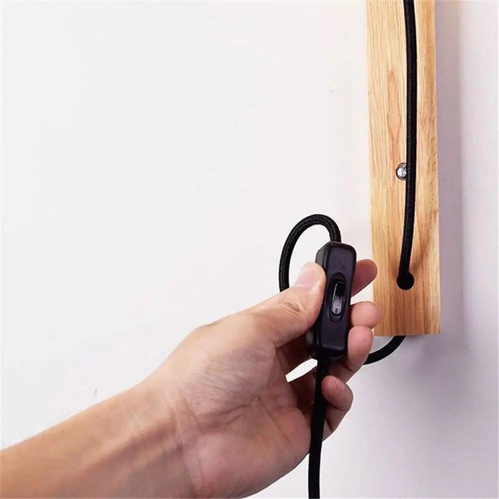 Rustic Lantern - Nordic Wood Plug in Wall Sconce