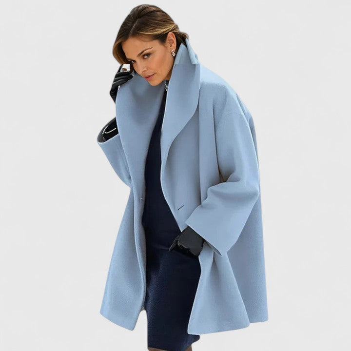 Midea Wool Blend Coat – Windproof Relaxed-Fit Shawl-Collar Overcoat
