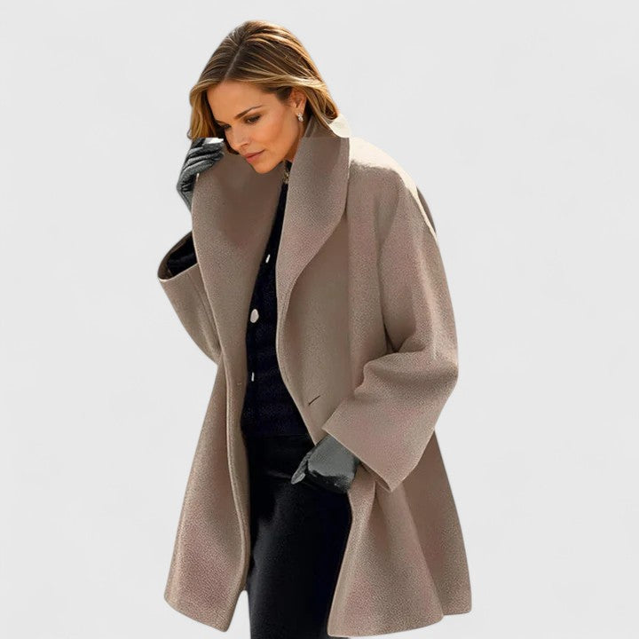 Midea Wool Blend Coat – Windproof Relaxed-Fit Shawl-Collar Overcoat