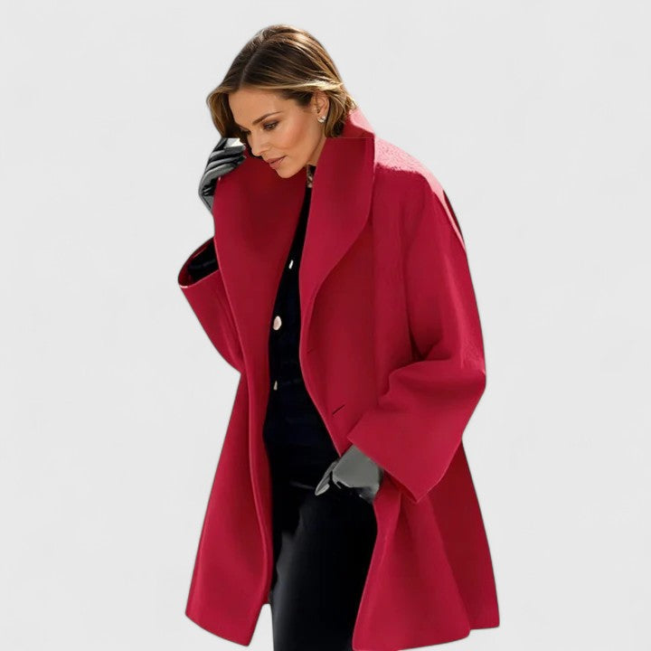 Midea Wool Blend Coat – Windproof Relaxed-Fit Shawl-Collar Overcoat