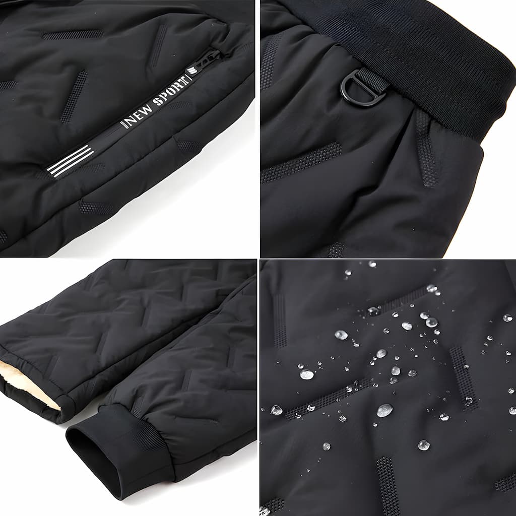 Mikael Sherpa Fleece Thermal Joggers – Waterproof Quilted Ribbed-Cuff Pants