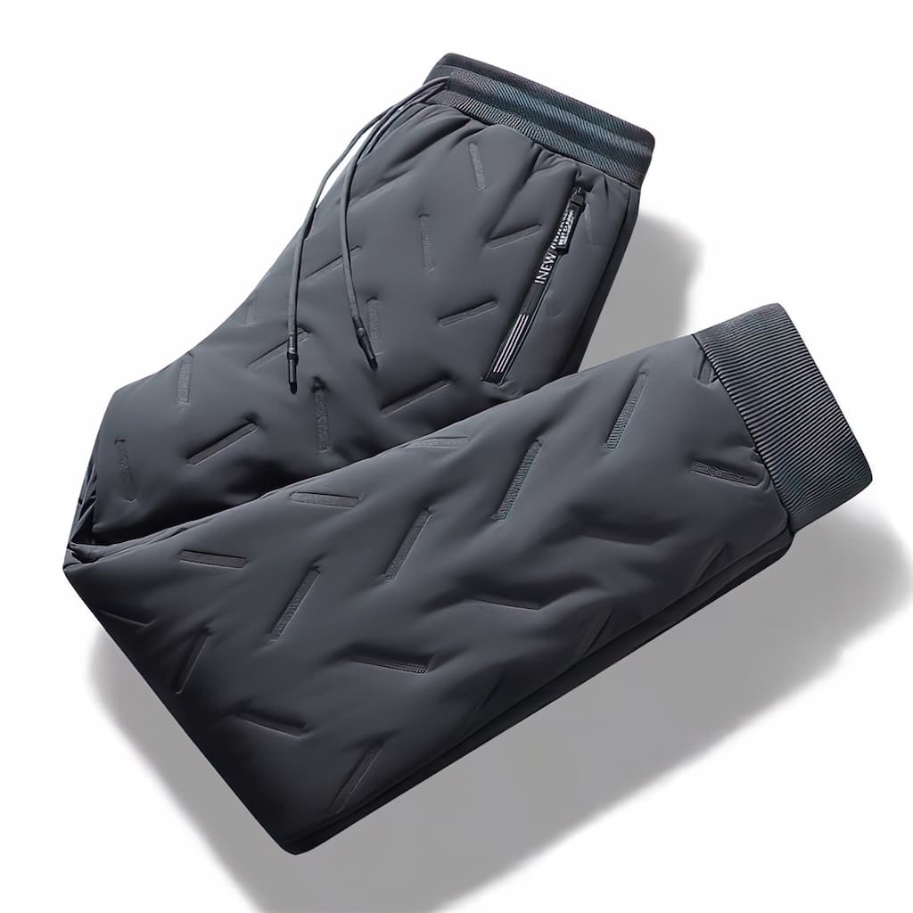 Mikael Sherpa Fleece Thermal Joggers – Waterproof Quilted Ribbed-Cuff Pants