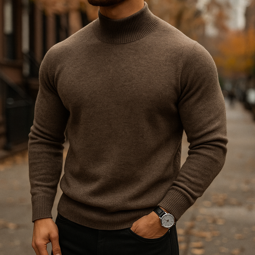 Nathan Merino Wool Turtleneck Sweater – Lightweight Tailored Fit Pullover