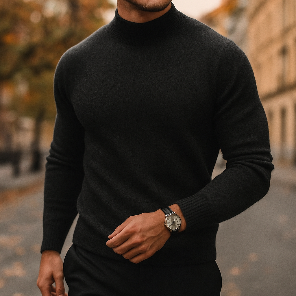 Nathan Merino Wool Turtleneck Sweater – Lightweight Tailored Fit Pullover