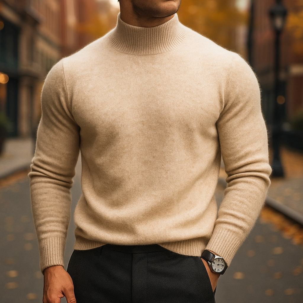 Nathan Merino Wool Turtleneck Sweater – Lightweight Tailored Fit Pullover