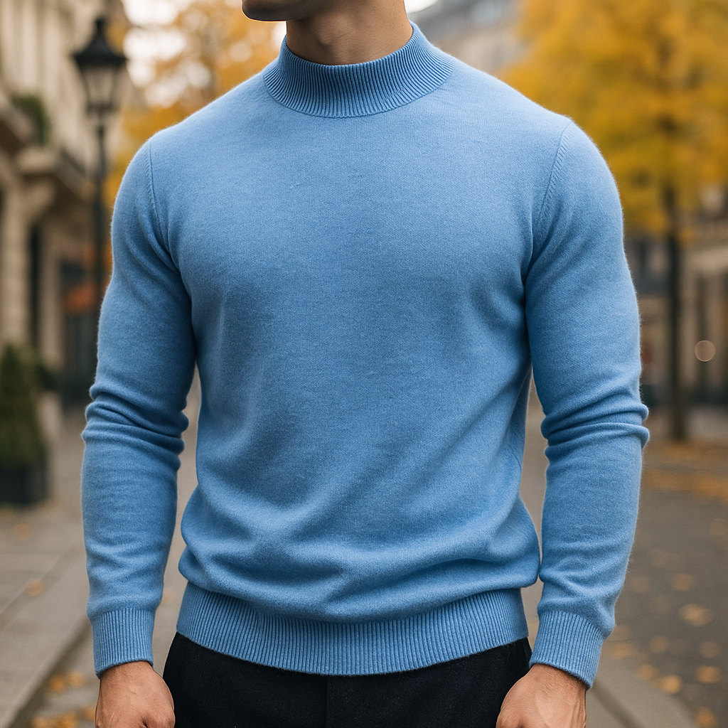 Nathan Merino Wool Turtleneck Sweater – Lightweight Tailored Fit Pullover