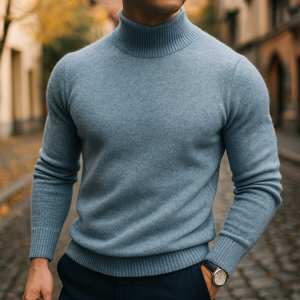 Nathan Merino Wool Turtleneck Sweater – Lightweight Tailored Fit Pullover
