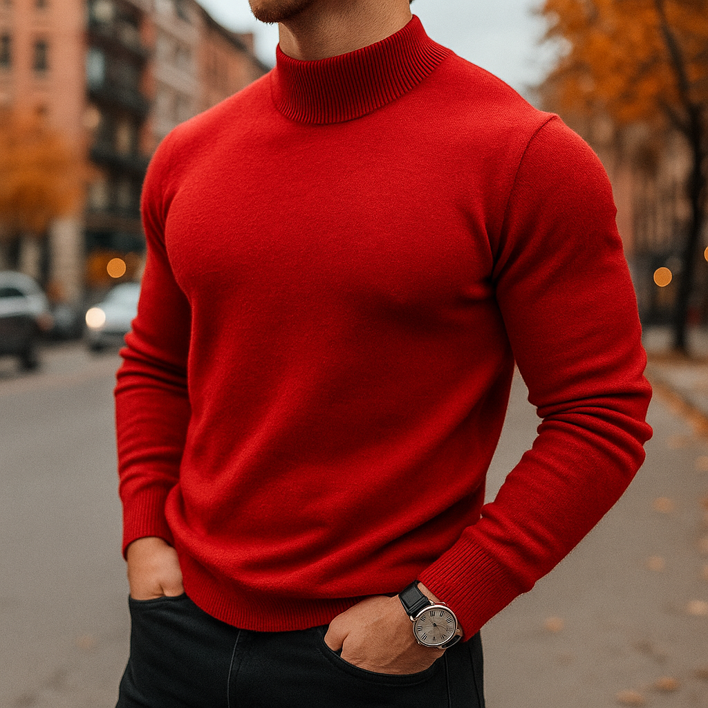 Nathan Merino Wool Turtleneck Sweater – Lightweight Tailored Fit Pullover