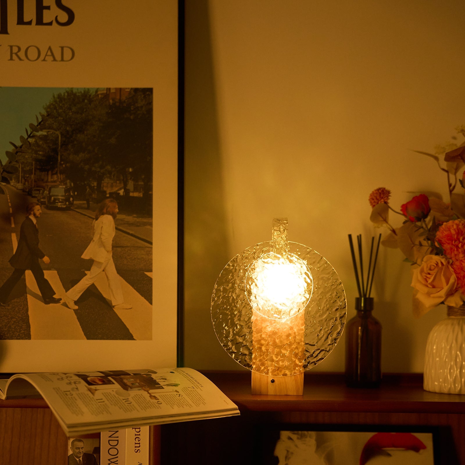 Rhea - Ocean Wave Night Light Projector with Wood Base