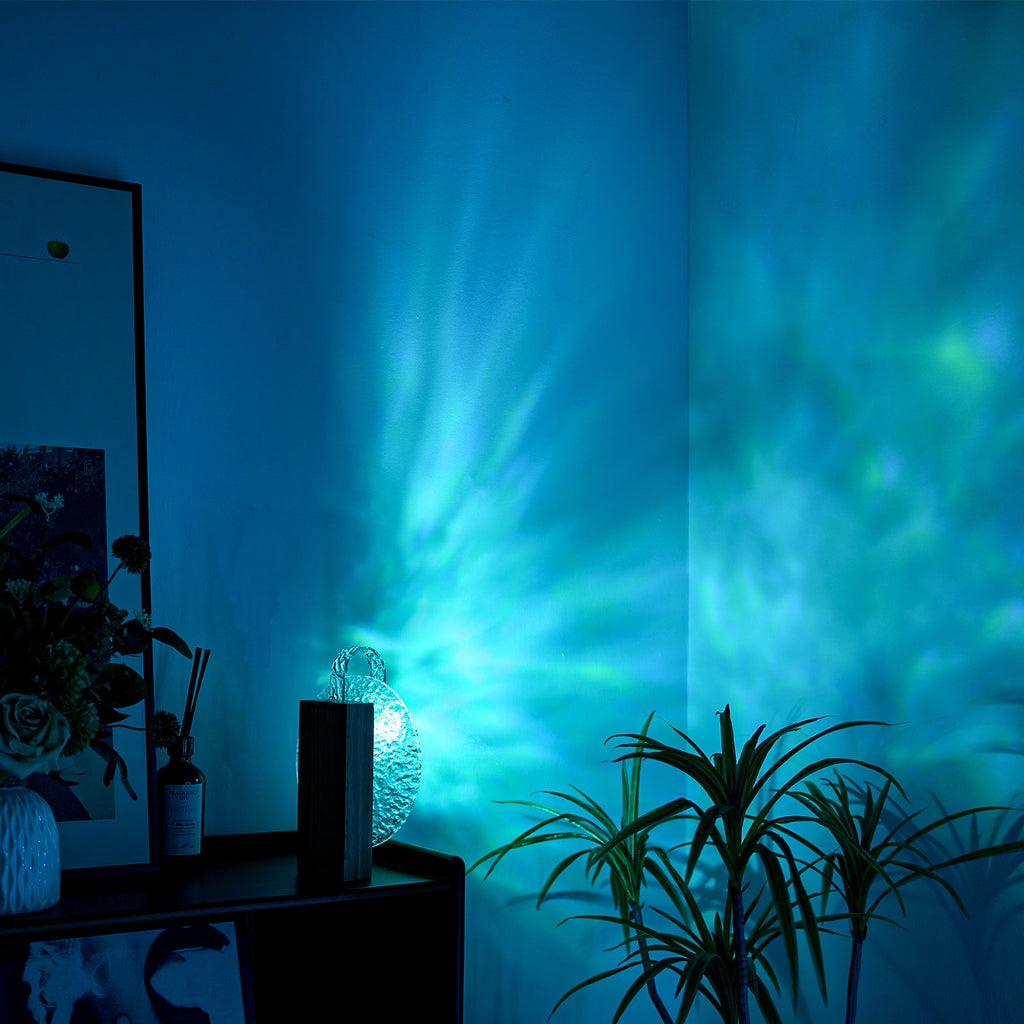 Rhea - Ocean Wave Night Light Projector with Wood Base