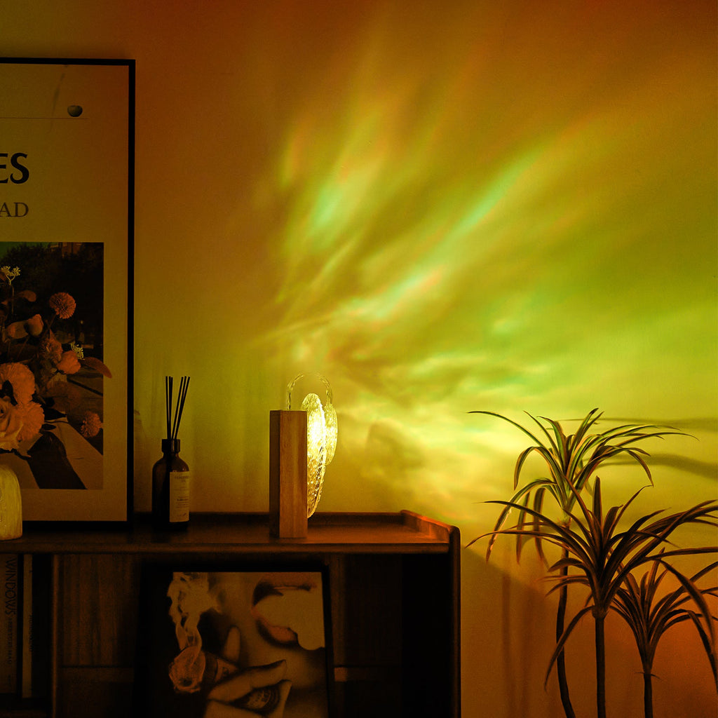 Rhea - Ocean Wave Night Light Projector with Wood Base