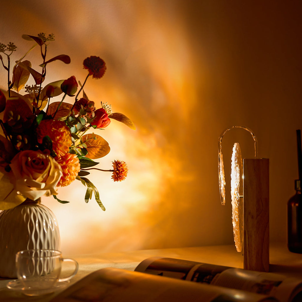 Rhea - Ocean Wave Night Light Projector with Wood Base