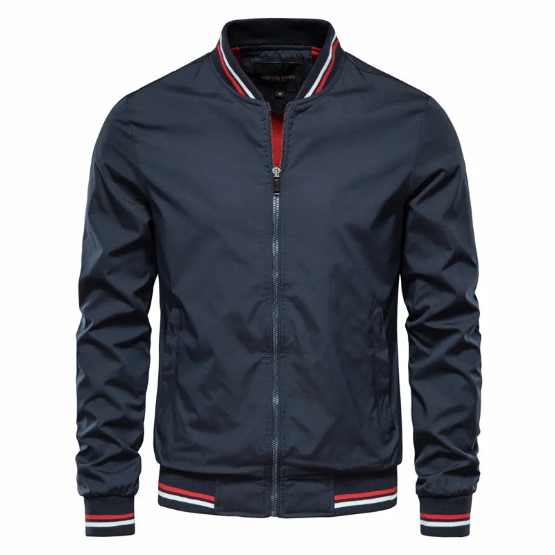 Orson Cotton Blend Bomber Jacket – Ribbed Trim Zip Front Outerwear