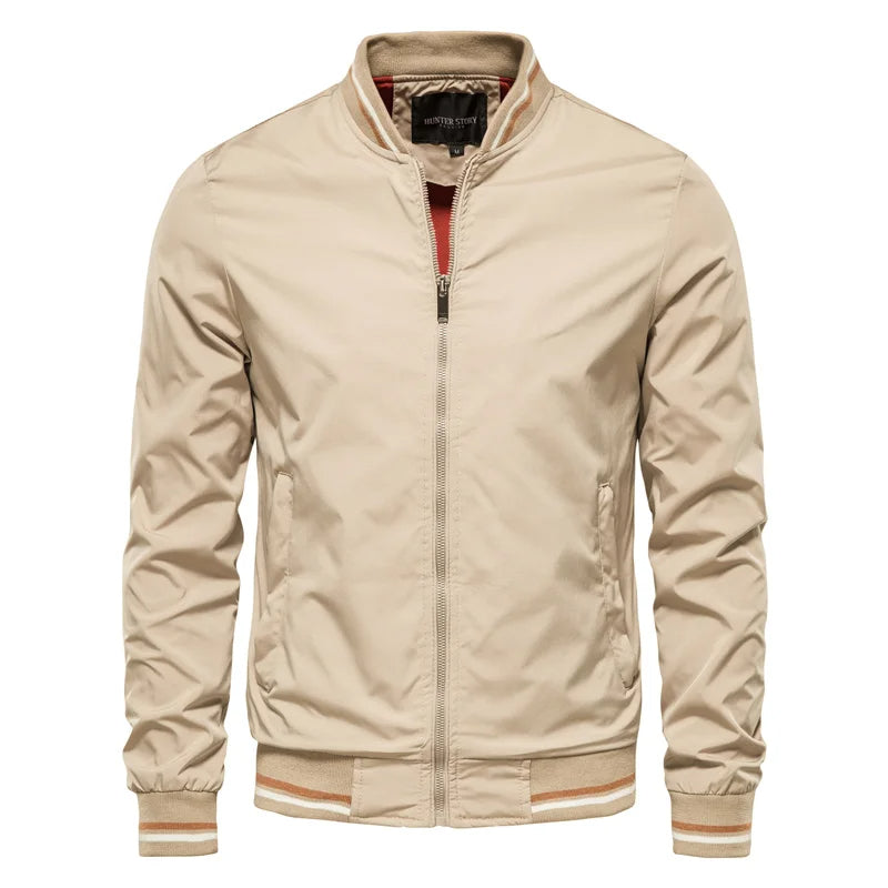 Orson Cotton Blend Bomber Jacket – Ribbed Trim Zip Front Outerwear