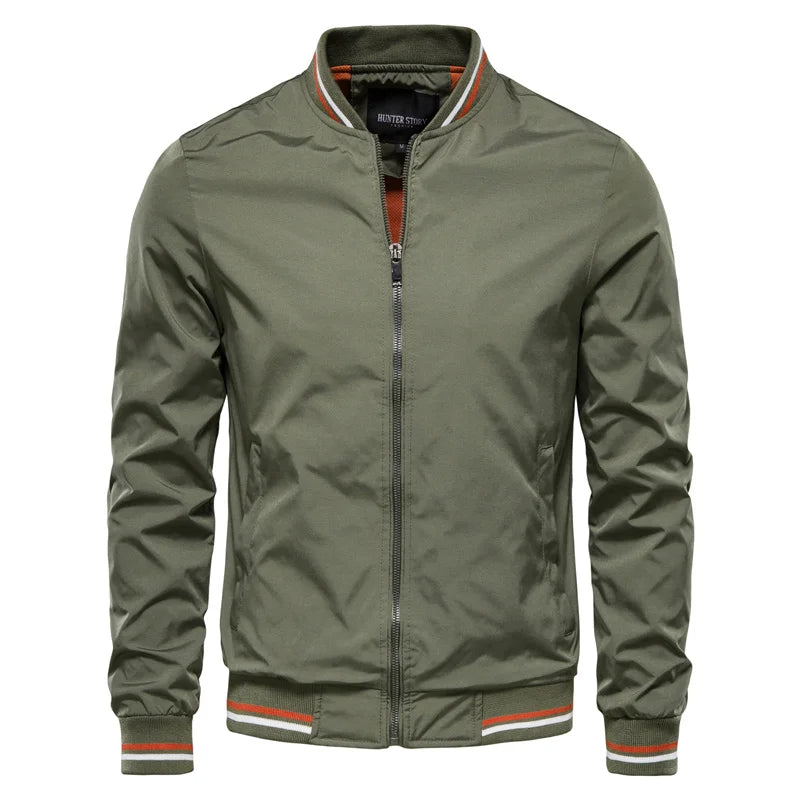 Orson Cotton Blend Bomber Jacket – Ribbed Trim Zip Front Outerwear