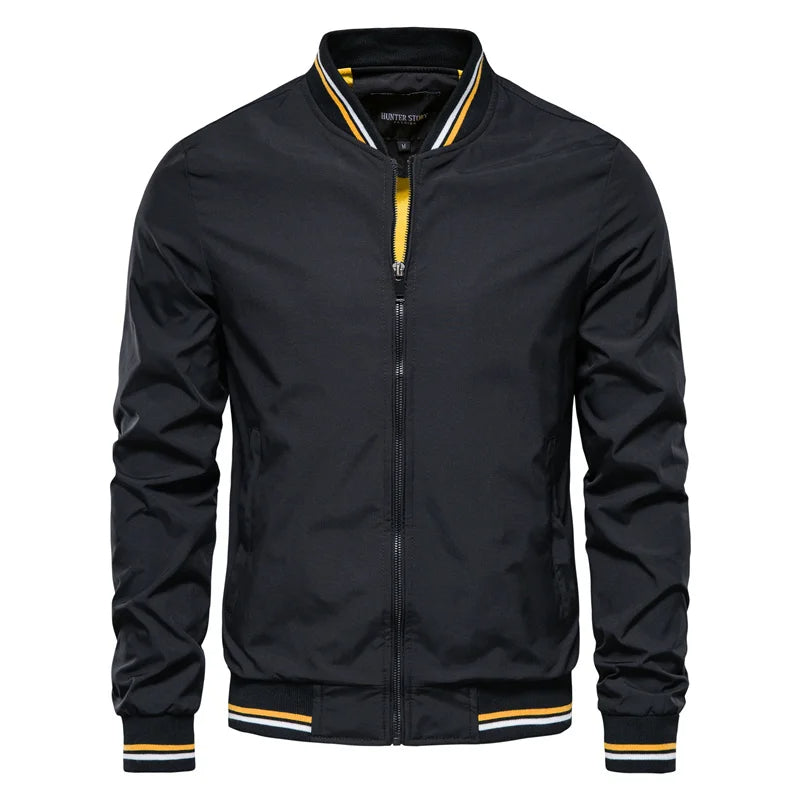 Orson Cotton Blend Bomber Jacket – Ribbed Trim Zip Front Outerwear