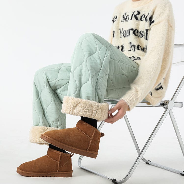 Orson Insulating Fleece Quilted Pants – Loose-Fit Elastic-Waist Winter Trousers
