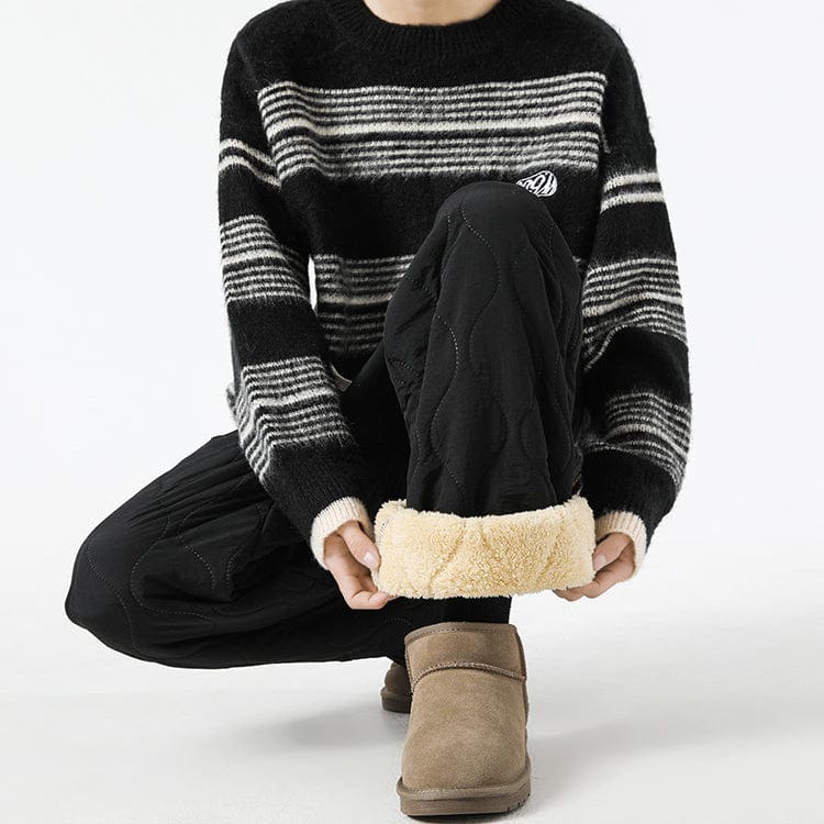 Orson Insulating Fleece Quilted Pants – Loose-Fit Elastic-Waist Winter Trousers