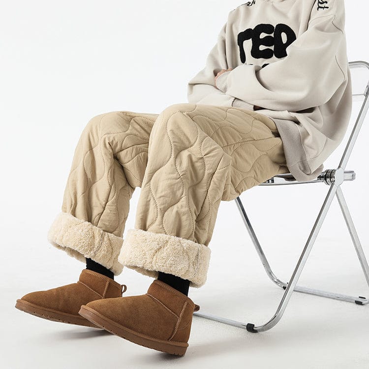Orson Insulating Fleece Quilted Pants – Loose-Fit Elastic-Waist Winter Trousers