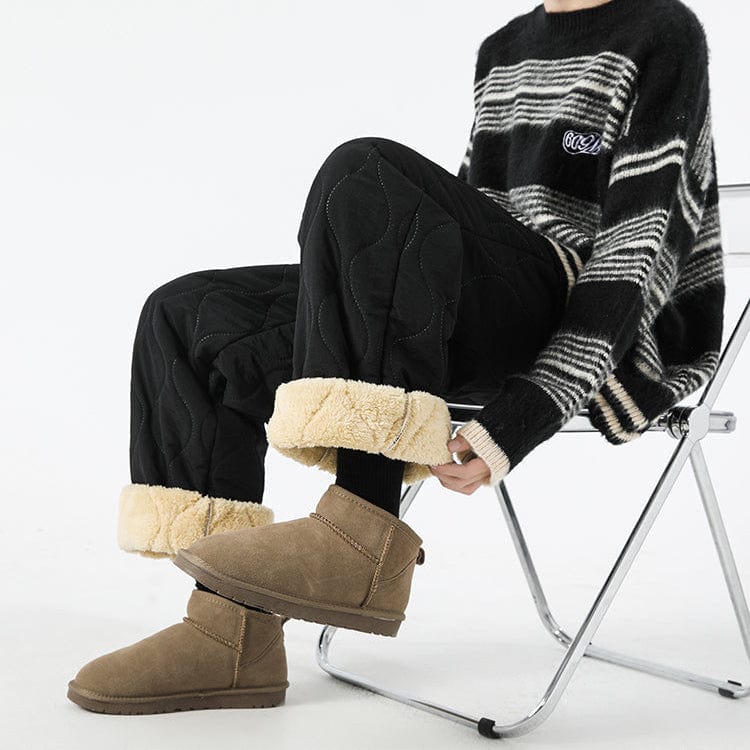 Orson Insulating Fleece Quilted Pants – Loose-Fit Elastic-Waist Winter Trousers