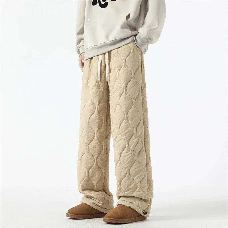 Orson Insulating Fleece Quilted Pants – Loose-Fit Elastic-Waist Winter Trousers
