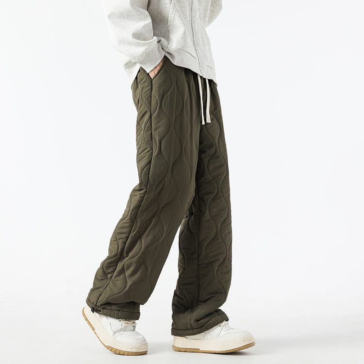 Orson Insulating Fleece Quilted Pants – Loose-Fit Elastic-Waist Winter Trousers