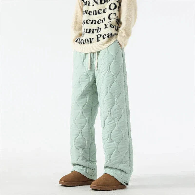 Orson Insulating Fleece Quilted Pants – Loose-Fit Elastic-Waist Winter Trousers