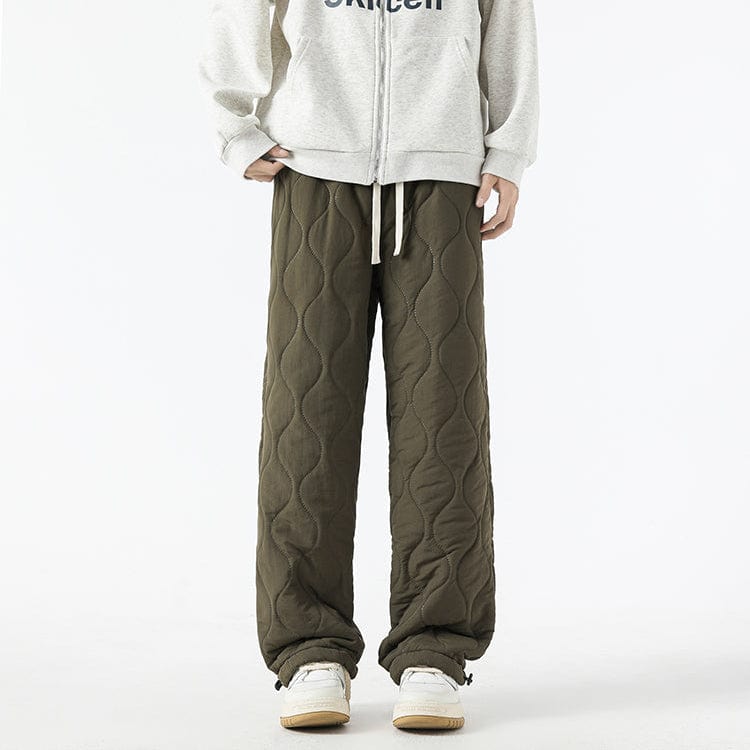 Orson Insulating Fleece Quilted Pants – Loose-Fit Elastic-Waist Winter Trousers