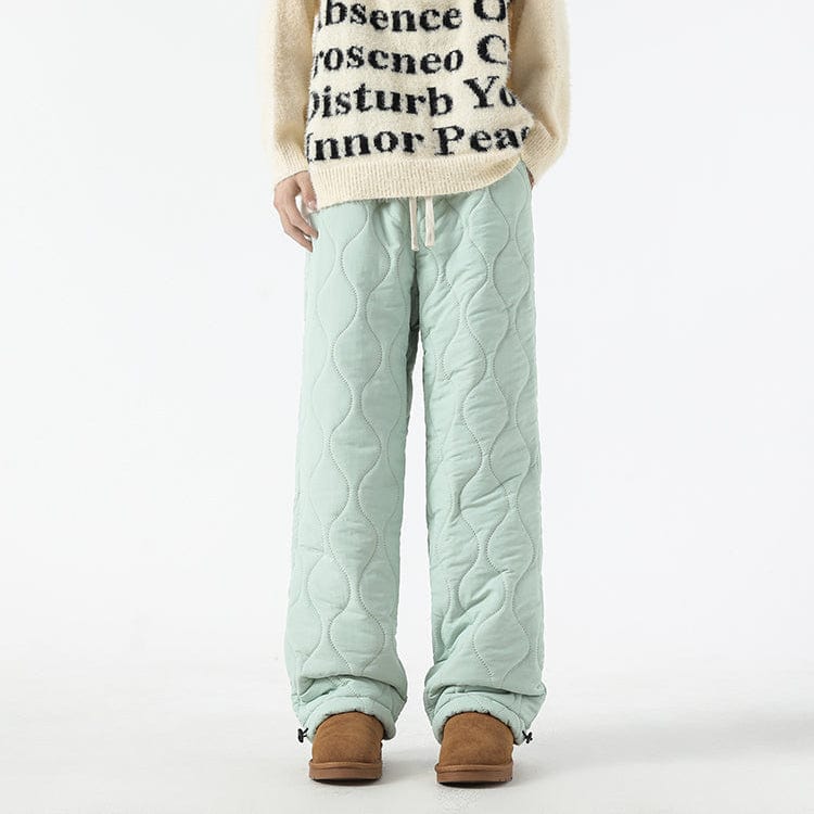 Orson Insulating Fleece Quilted Pants – Loose-Fit Elastic-Waist Winter Trousers