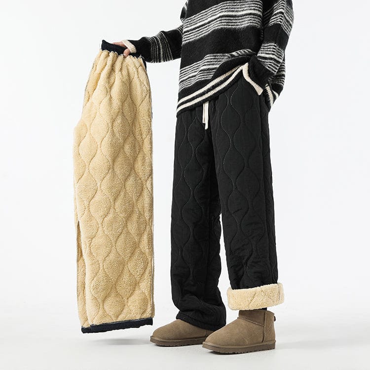 Orson Insulating Fleece Quilted Pants – Loose-Fit Elastic-Waist Winter Trousers