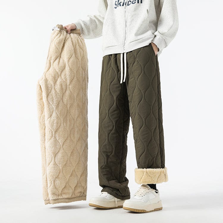 Orson Insulating Fleece Quilted Pants – Loose-Fit Elastic-Waist Winter Trousers