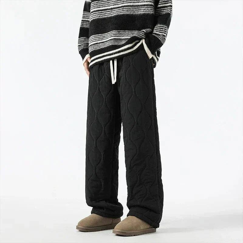 Orson Insulating Fleece Quilted Pants – Loose-Fit Elastic-Waist Winter Trousers