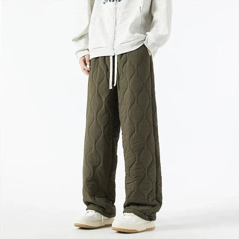 Orson Insulating Fleece Quilted Pants – Loose-Fit Elastic-Waist Winter Trousers