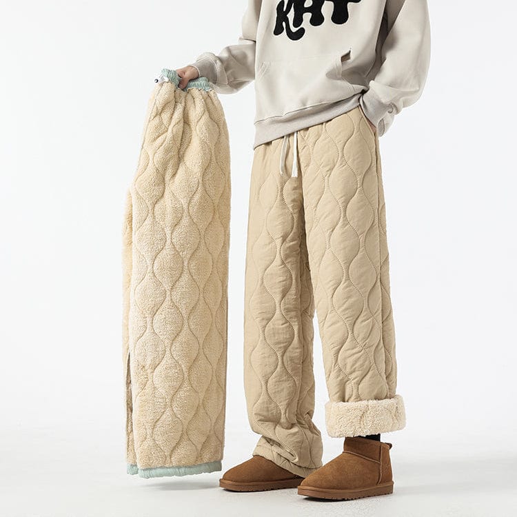 Orson Insulating Fleece Quilted Pants – Loose-Fit Elastic-Waist Winter Trousers