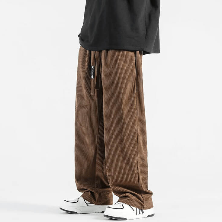 Pinwale Straight-Leg Corduroy Pants – Elastic Waist, Side Pockets & Relaxed Fit | Jerry