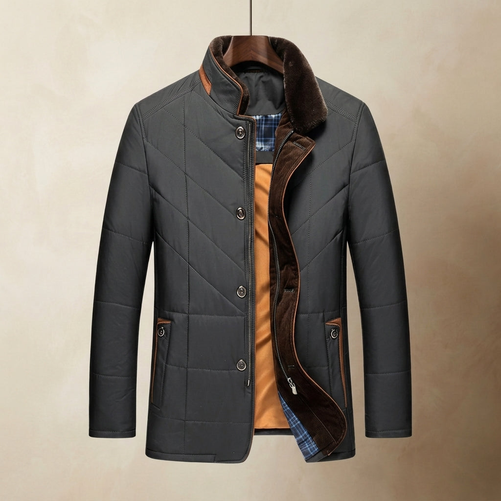 Quentin Quilted Cotton Blend Jacket – Fur Collar Diamond Stitch Outerwear