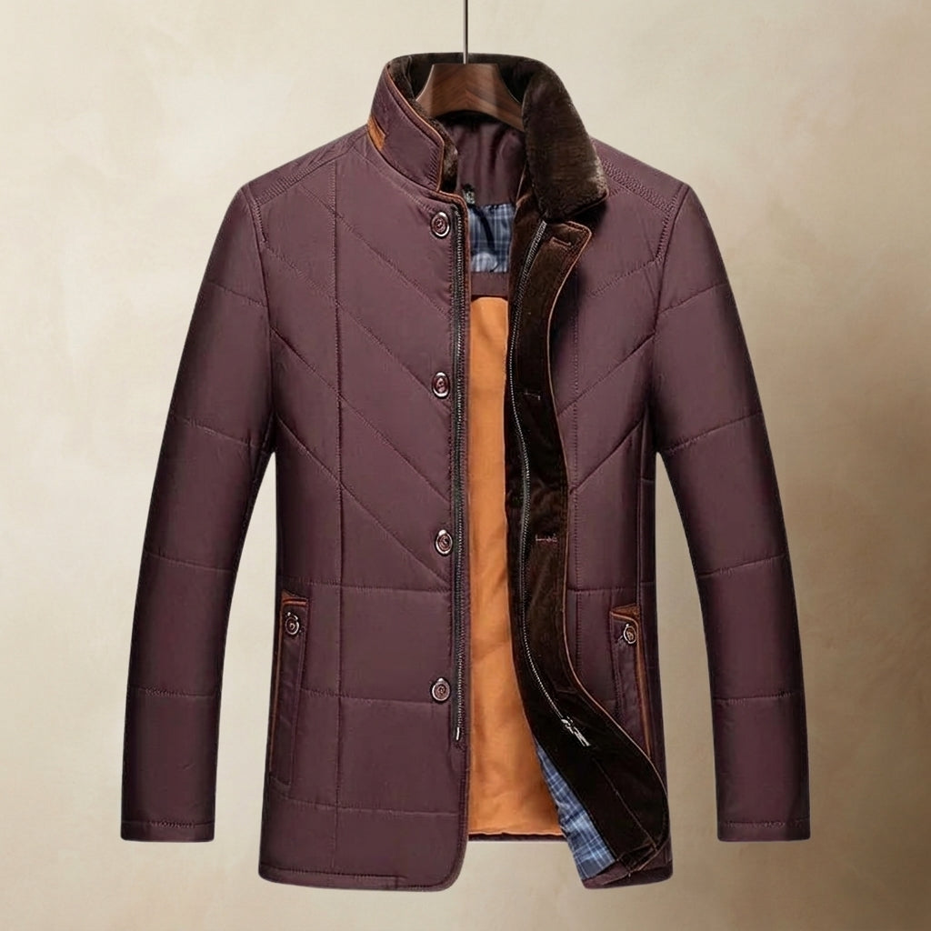 Quentin Quilted Cotton Blend Jacket – Fur Collar Diamond Stitch Outerwear