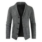 Roderick Cable-Knit Shawl-Collar Cardigan – Single-Breasted Button Layering Knitwear