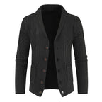 Roderick Cable-Knit Shawl-Collar Cardigan – Single-Breasted Button Layering Knitwear