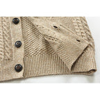 Roderick Cable-Knit Shawl-Collar Cardigan – Single-Breasted Button Layering Knitwear
