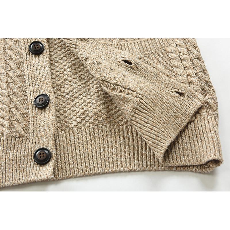 Roderick Cable-Knit Shawl-Collar Cardigan – Single-Breasted Button Layering Knitwear