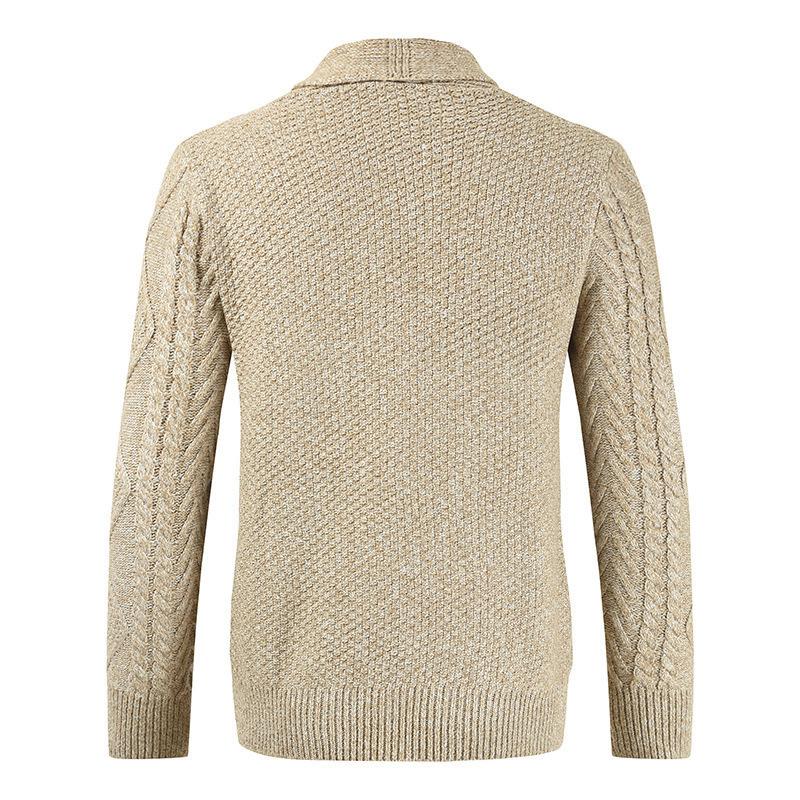 Roderick Cable-Knit Shawl-Collar Cardigan – Single-Breasted Button Layering Knitwear