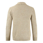 Roderick Cable-Knit Shawl-Collar Cardigan – Single-Breasted Button Layering Knitwear