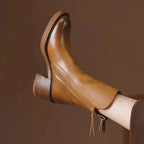 Rosalind Leather Ankle Boots – Block Heel Side-Zip Footwear