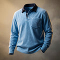 Rowan Peruvian Corduroy Polo – Contrast Collar Chest Pocket Long Sleeve Shirt