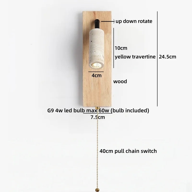 Coastal Gallery – Adjustable Travertine LED Rotating Reading Sconce